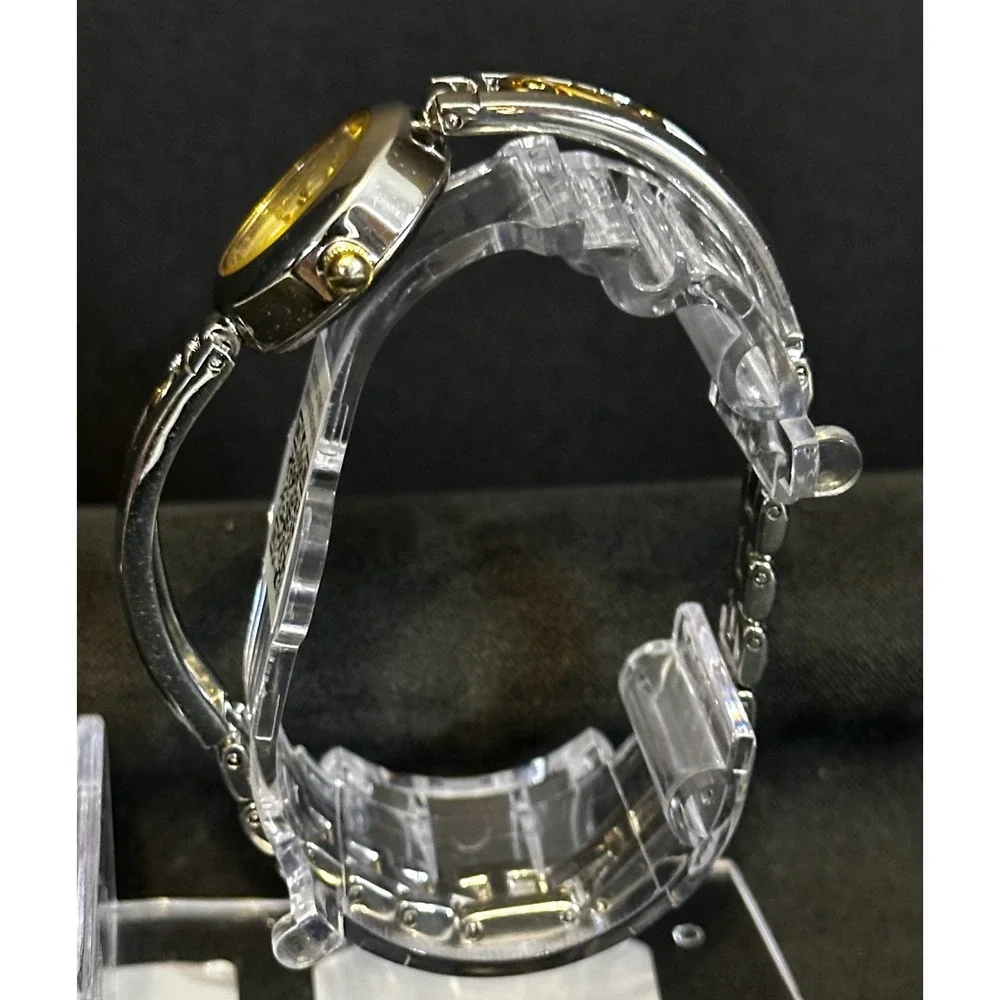 LA Express Bangle Watch Womens OS Silver‎ Gold Two Tone Diamond Quartz Elegant